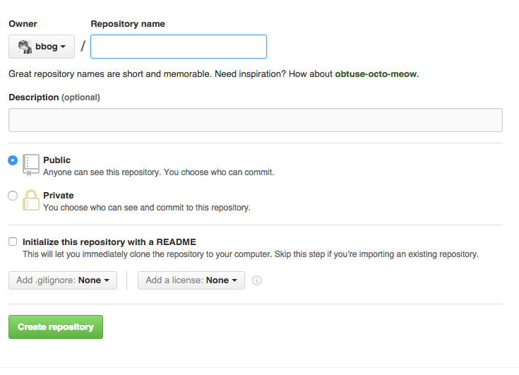 github create new repository