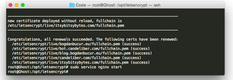 Let's Encrypt renewals succeeded